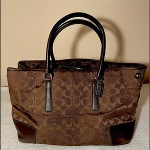 Coach Signature 6086 Brown Canvas / Leather Tote L
